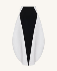 Monochrome Paneled Structured Pannier Maxi Skirt - Black