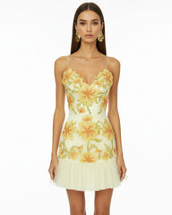 Floral Sling Mini Dress - Marigold