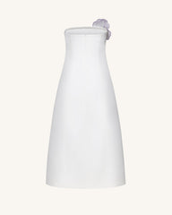 Iris Floral Print Strapless A-Line Maxi Dress - White
