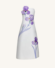 Iris Floral Print Strapless A-Line Maxi Dress - White