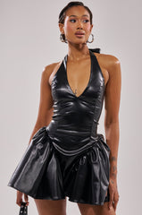 ALL FOR LOVE PU MINI DRESS IN BLACK