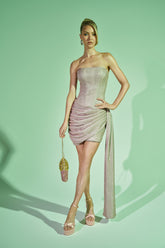 BEYOND CLASSY STRAPLESS SHIMMER MINI DRESS