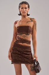 PARTYS HERE SUEDE CUTOUT MINI DRESS