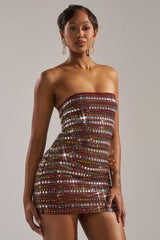 LOOK AT HER GLOW RHINESTONE MINI DRESS