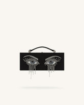 Vera Bead Decoration Rectangular Clutch Bag - Black