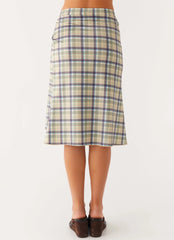 Shes A Lady Midi Skirt - Cedar Check