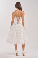 FIND ME LATER FLORAL CORSET MIDI DRESS IN WHITE