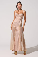 FIND ME AT MIDNIGHT SATIN MAXI DRESS IN BLUSH