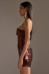 ON THE MOVE BRONZE MINI DRESS