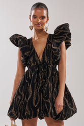 WILD HEART BROCADE BUBBLE MINI DRESS
