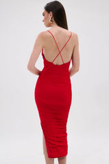 SHINE BRIGHT SLINKY MIDI DRESS