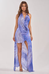 PLAY NICE HIGH-LOW DRESS IN PURPLE MULTI
