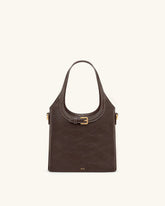 Brooke Mini Belted Embellished Top Handle Bag - Dark Brown