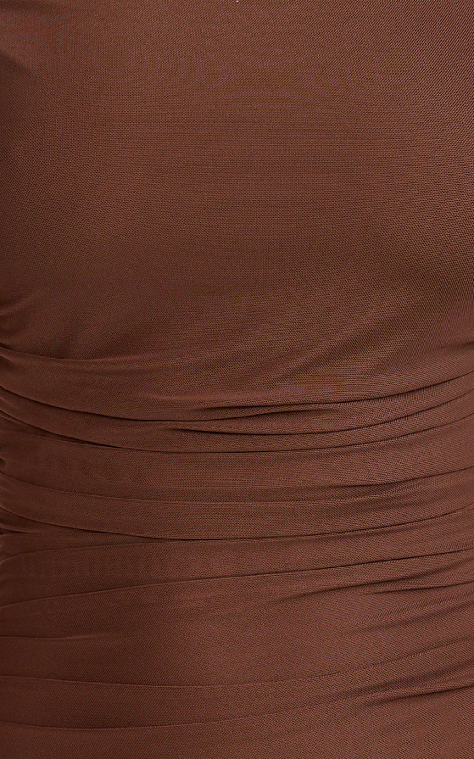 Judee Midi Dress - One Shoulder High Side Split Dress in Chocolate