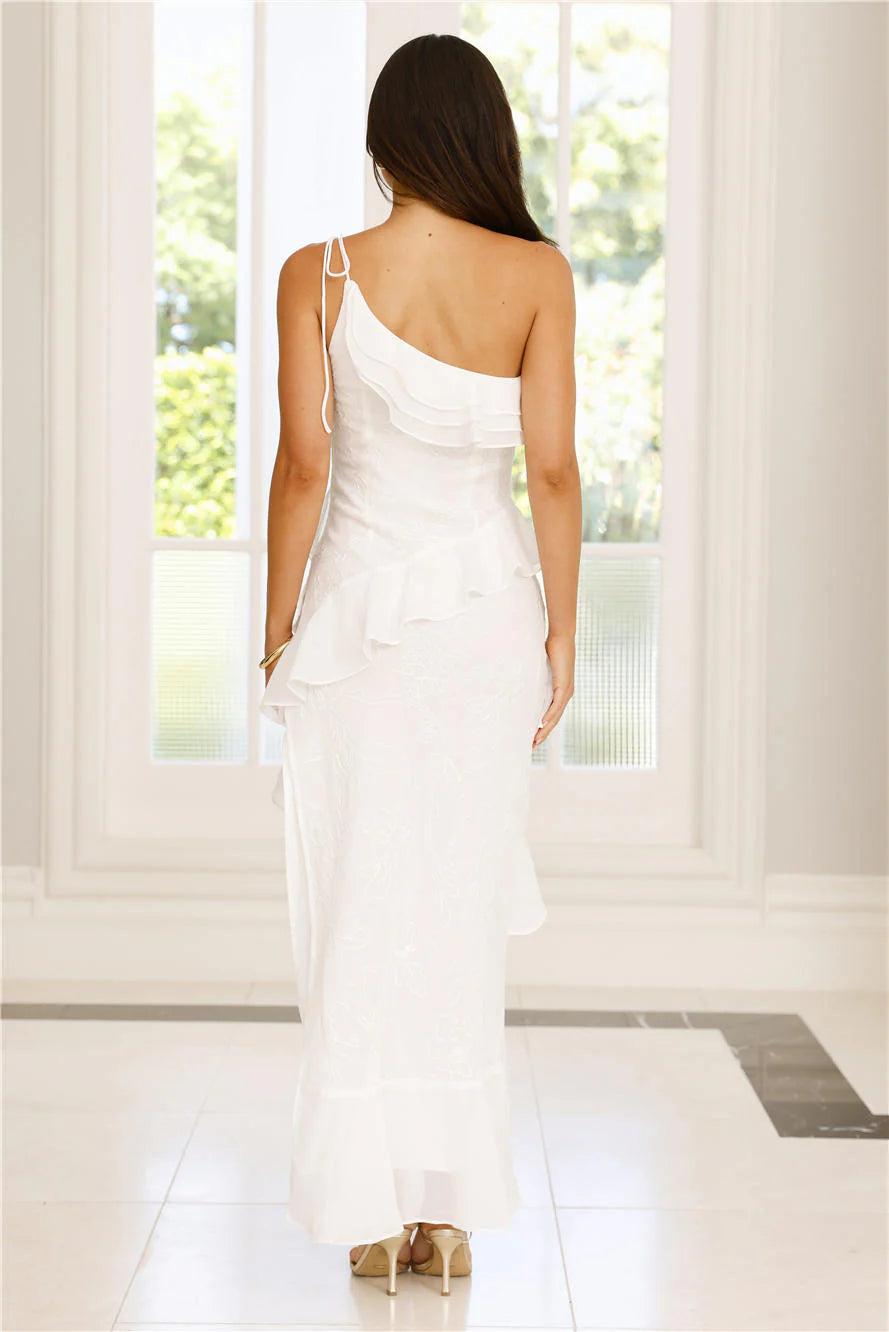 Embrace The Dream One Shoulder Midi Dress White