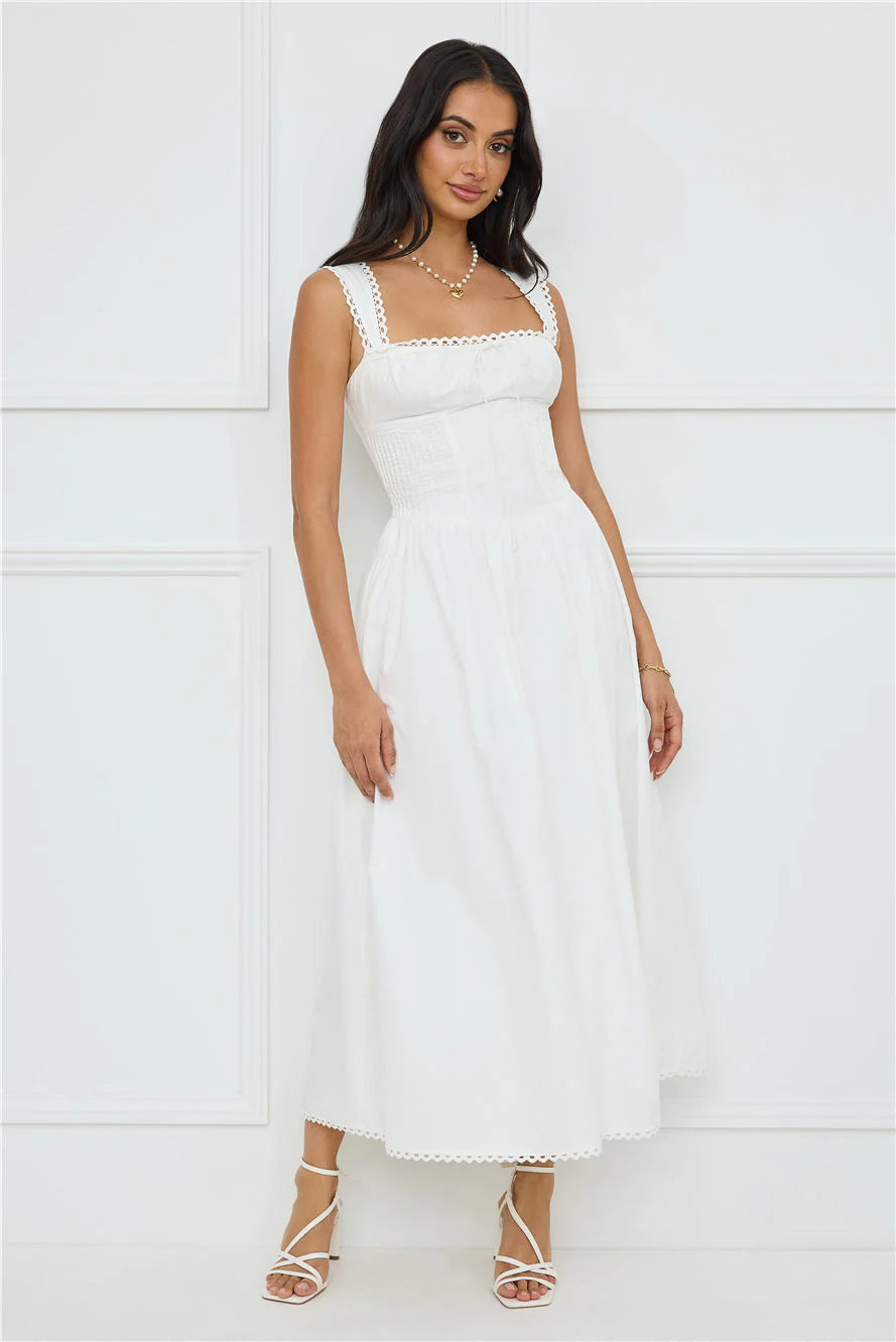 Luxe Serene Midi Dress White