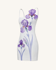 Iris Floral Print Strappy Bodycon Mini Dress - White