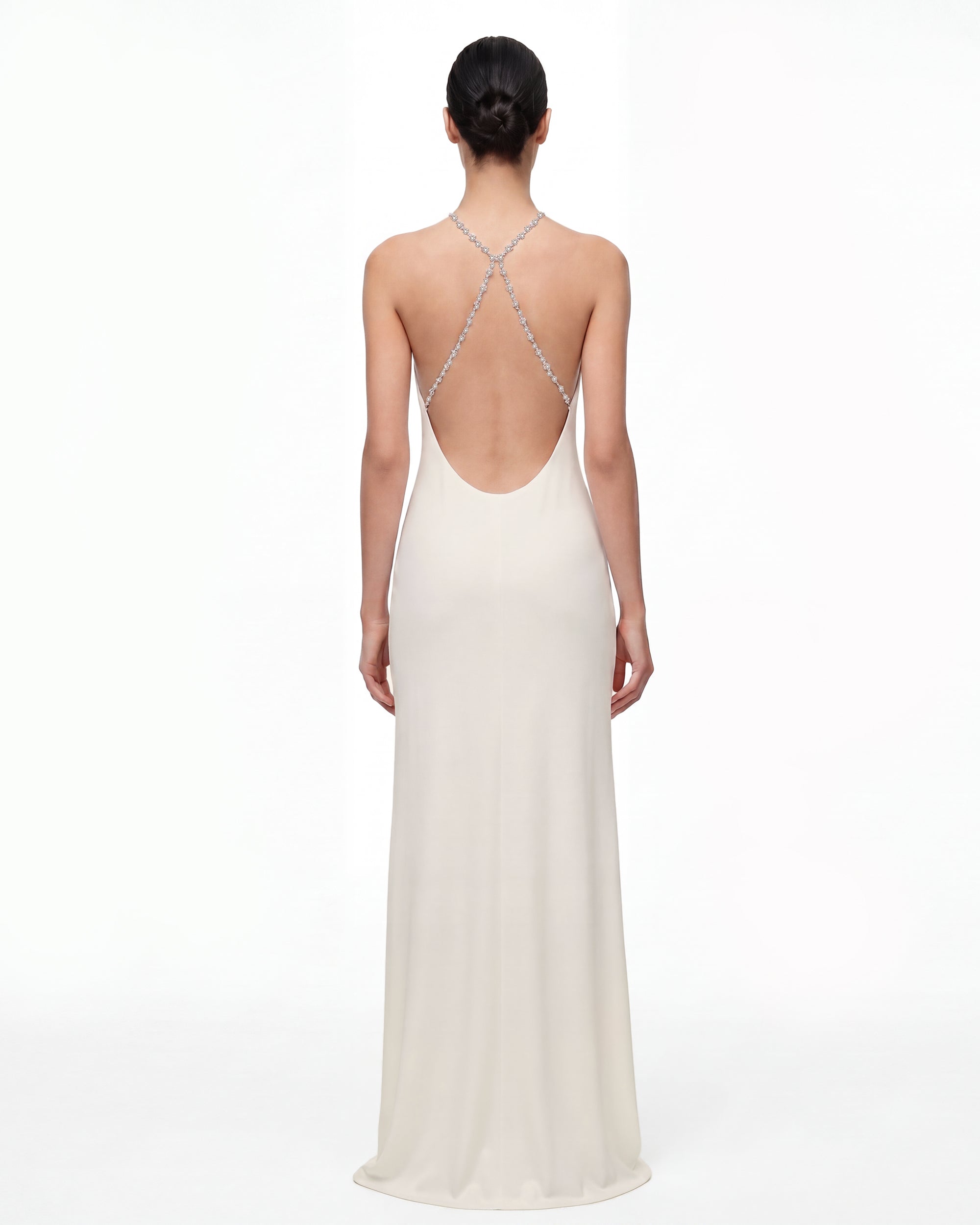 Floral Print Backless Maxi Dress - Ivory