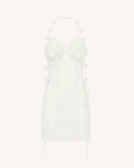 Floral Embellished Slip Mini Dress -White
