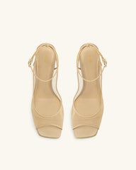 Serenity Open Toe Mesh Slingback Sandals - Khaki