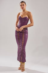 WHAT THE HELLY PU MIDI DRESS