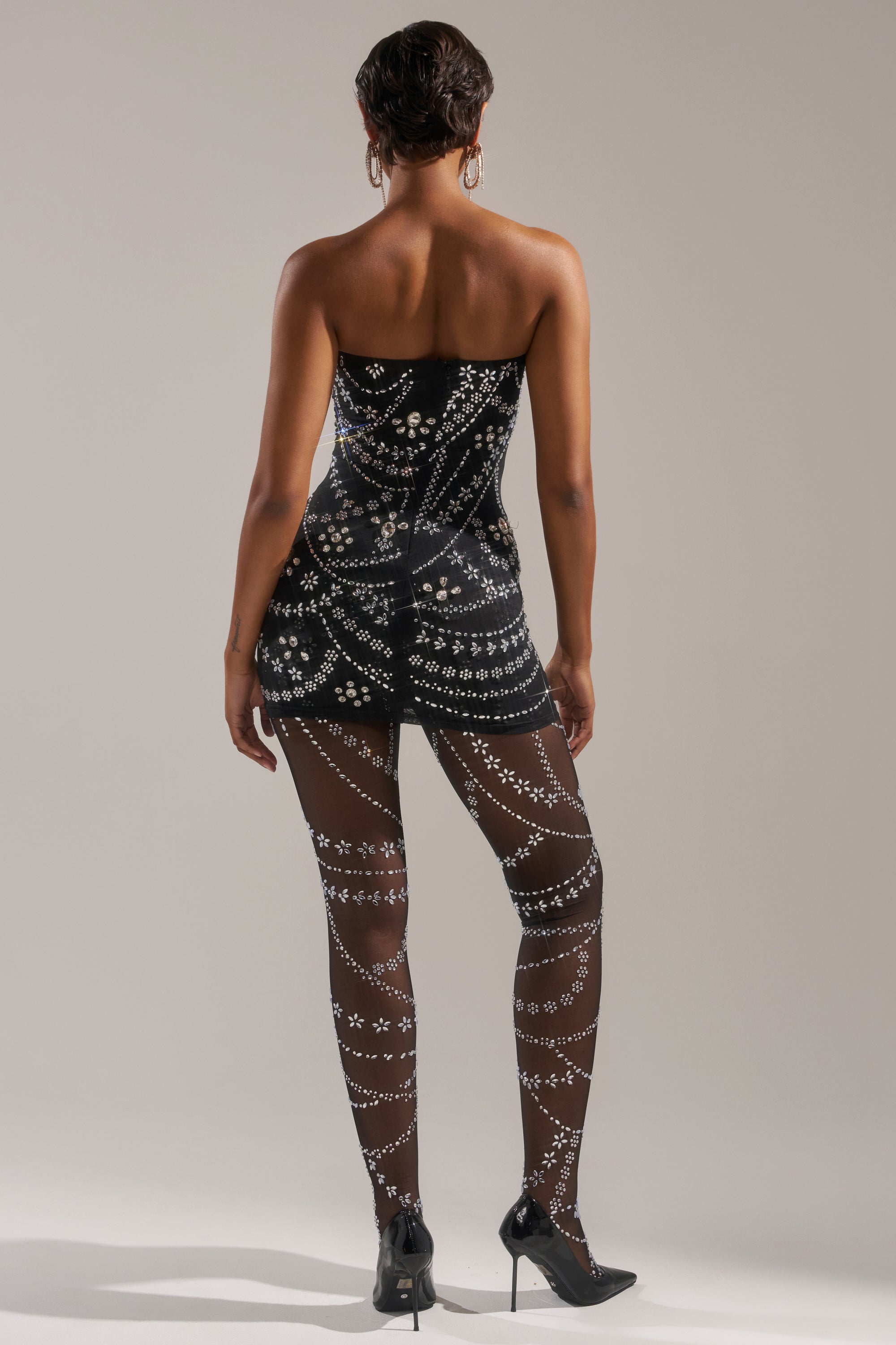 JEWELED UP TWO-PIECE RHINESTONE MINI DRESS