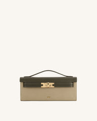 Bria Faux Suede Structured Top Handle Bag - Dark Olive