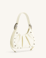 Gabbi Crushed Ruched Hobo Handbag - White