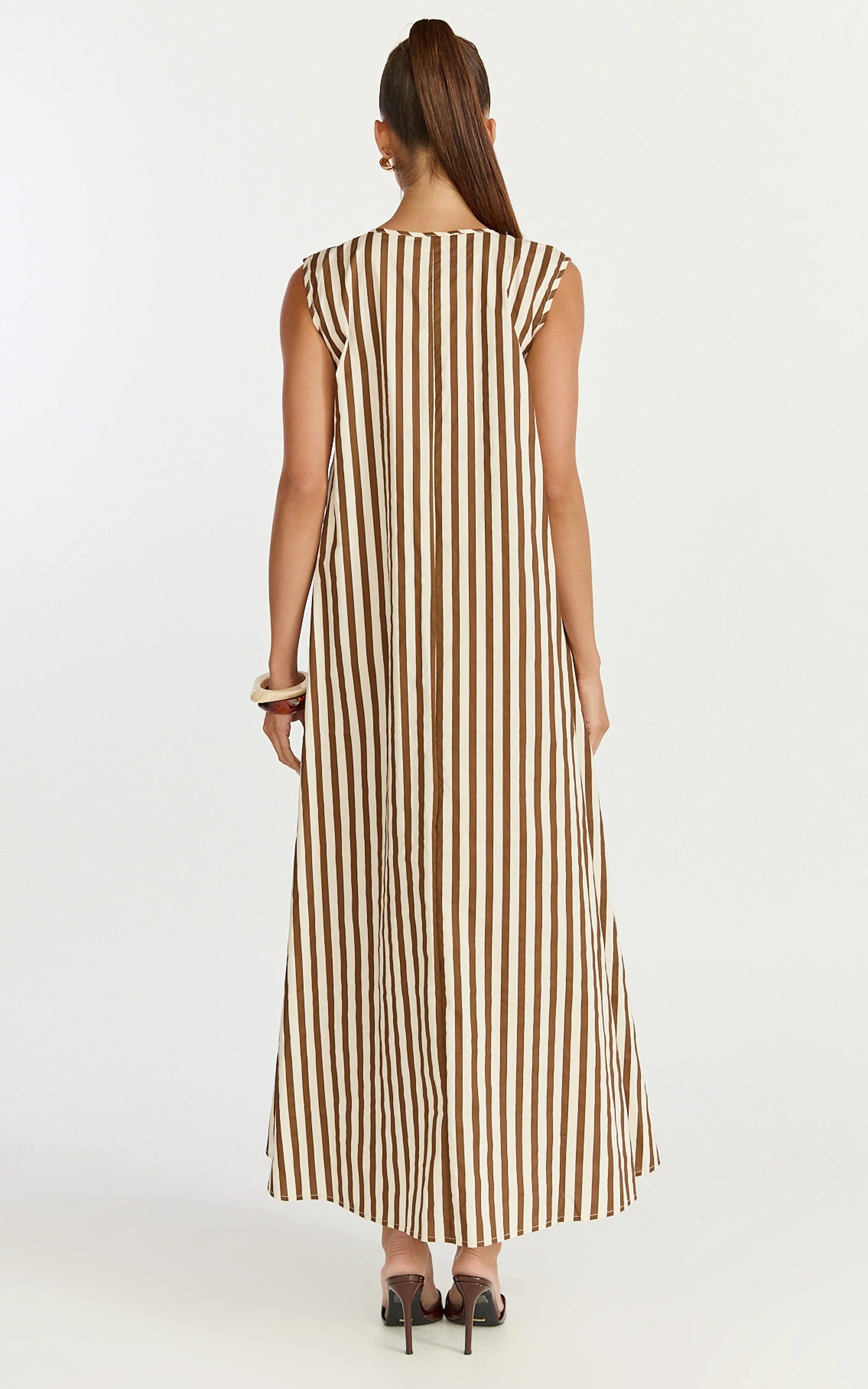 Raye Midi Dress - Sleeveless Dress in Chocolate