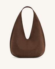 Dara Faux Suede Hobo Bag - Mocha Brown