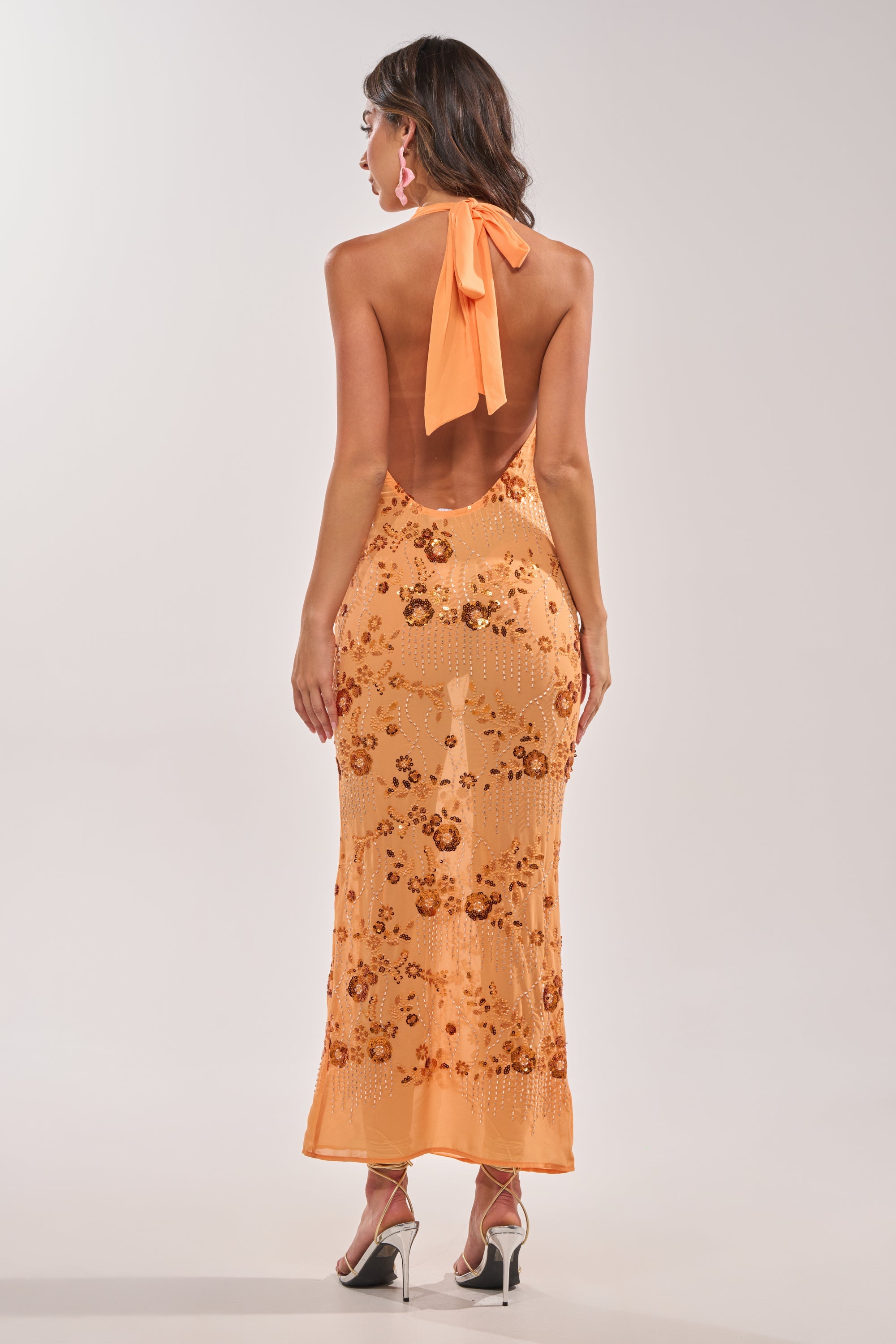 LOVE LETTERS EMBELLISHED MAXI DRESS IN ORANGE