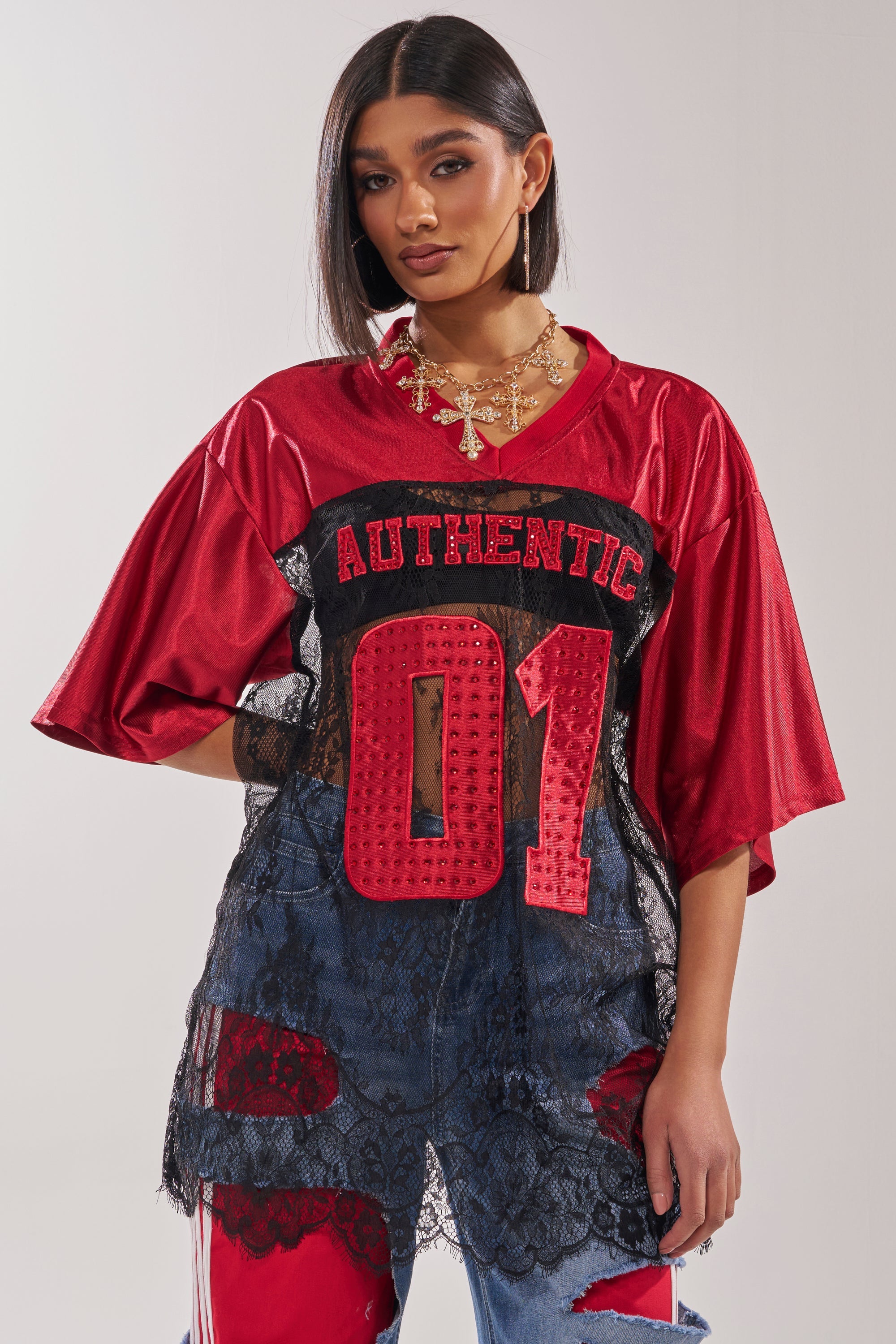 IT GIRL LACE JERSEY DRESS