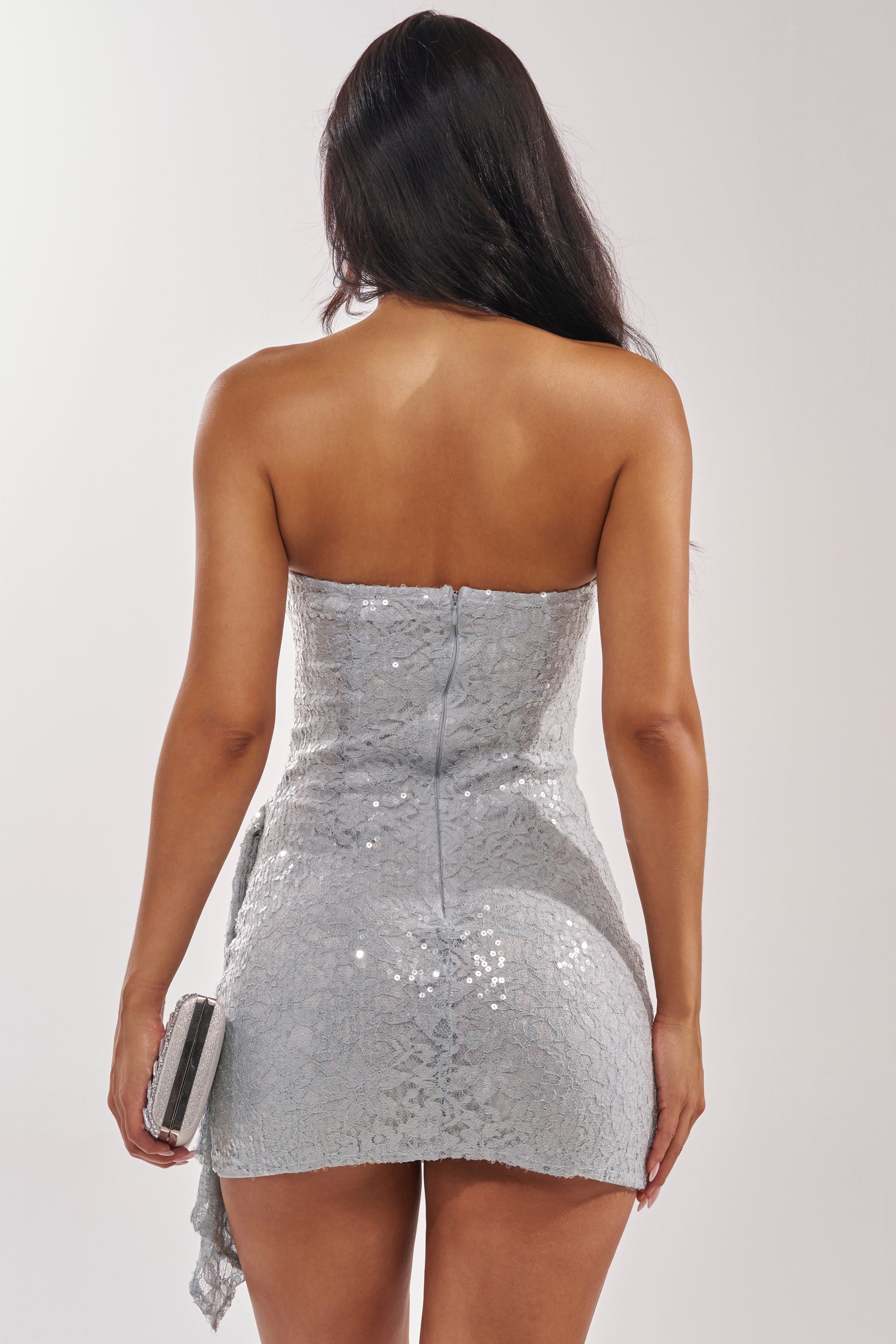 LEAVE QUITE AN IMPRESSION LACE MINI DRESS IN LIGHT BLUE