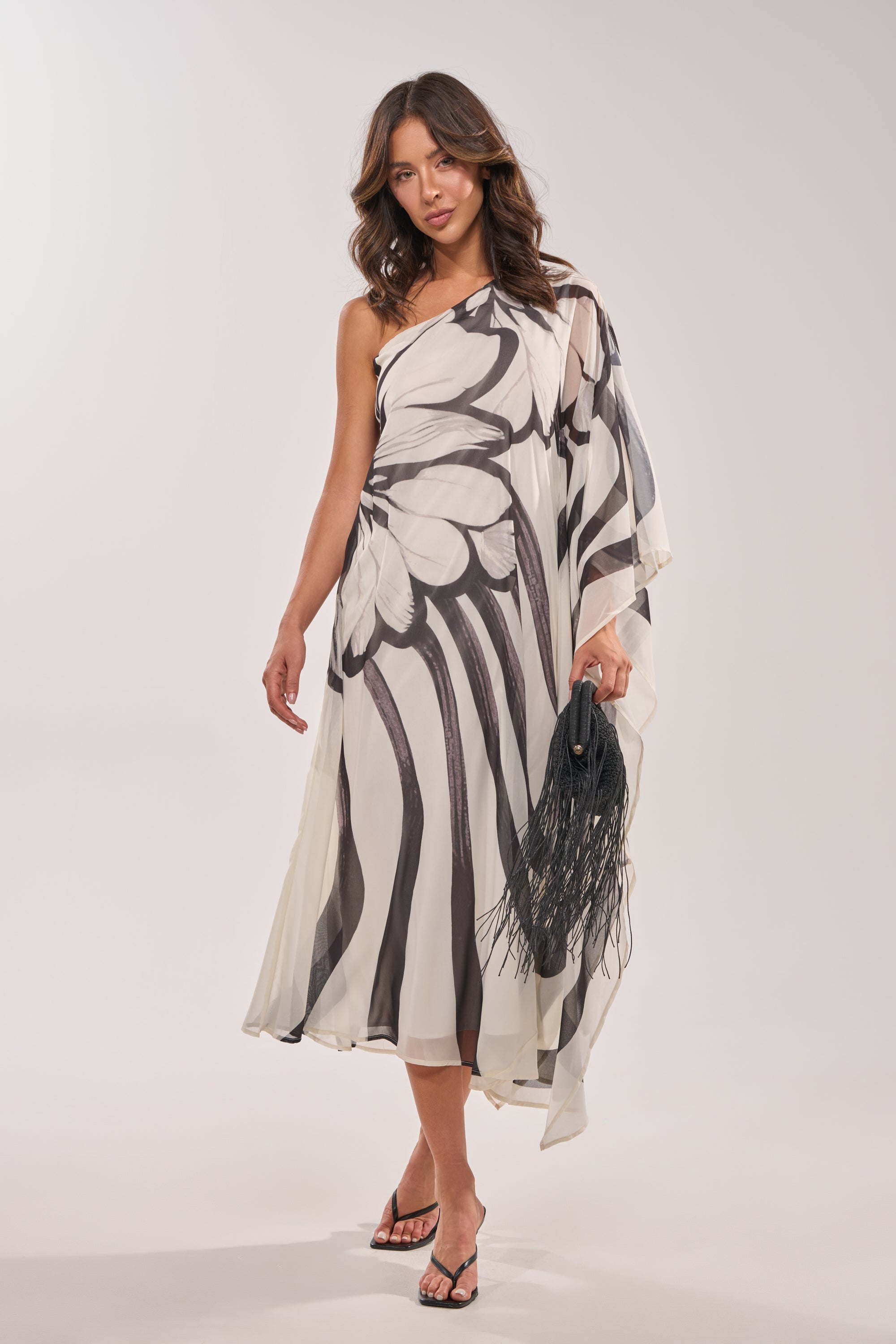 TROPICAL NIGHTS ONE SHOULDER MAXI DRESS
