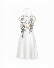Orchid Embroidered Halter Mini Dress - White