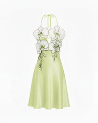 Orchid Embroidered Halter Mini Dress - Light Green
