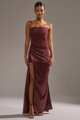 RUNAWAY SATIN MESH MAXI DRESS
