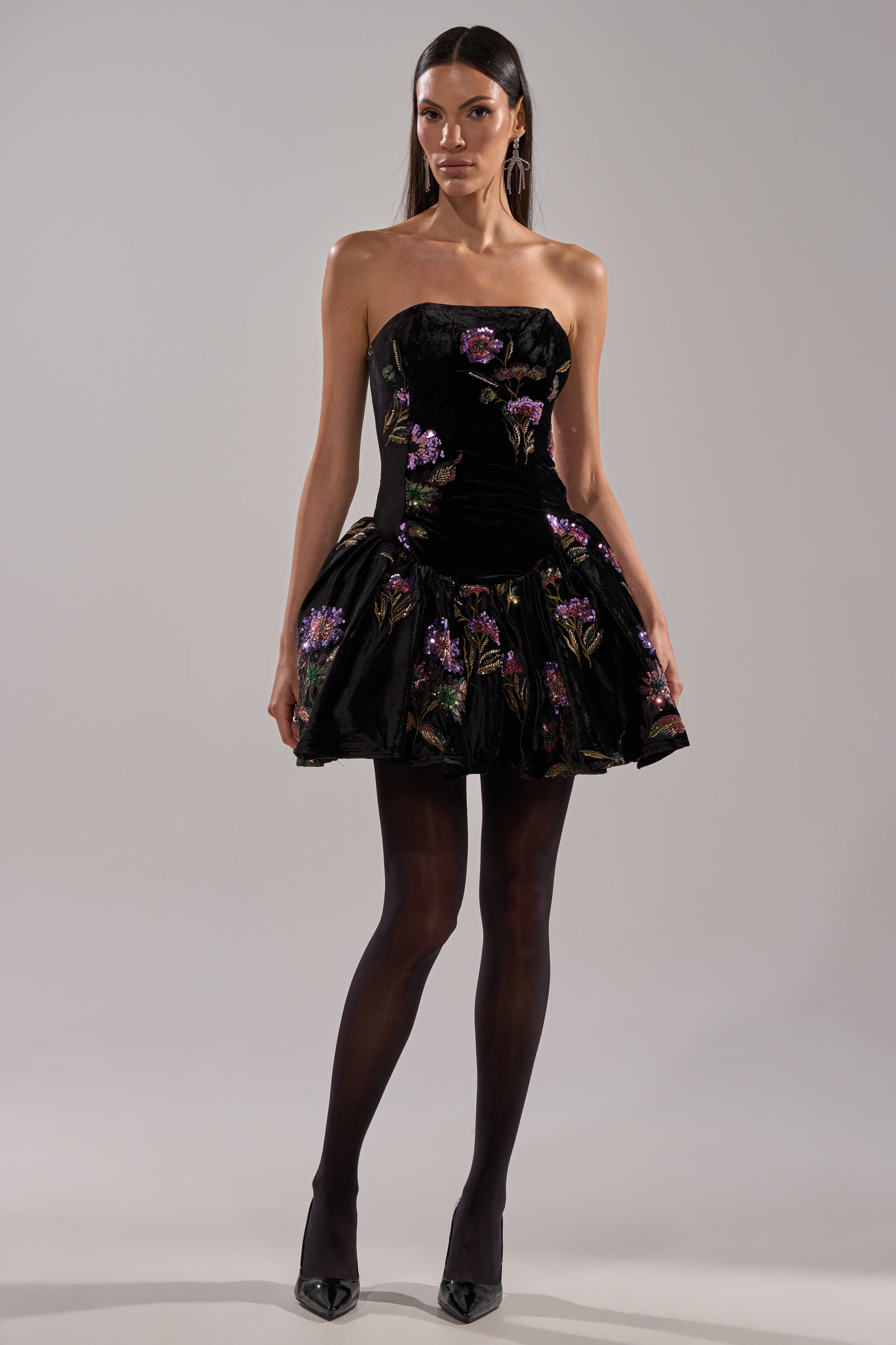 LATE NIGHT GARDEN PARTY VELVET MINI DRESS