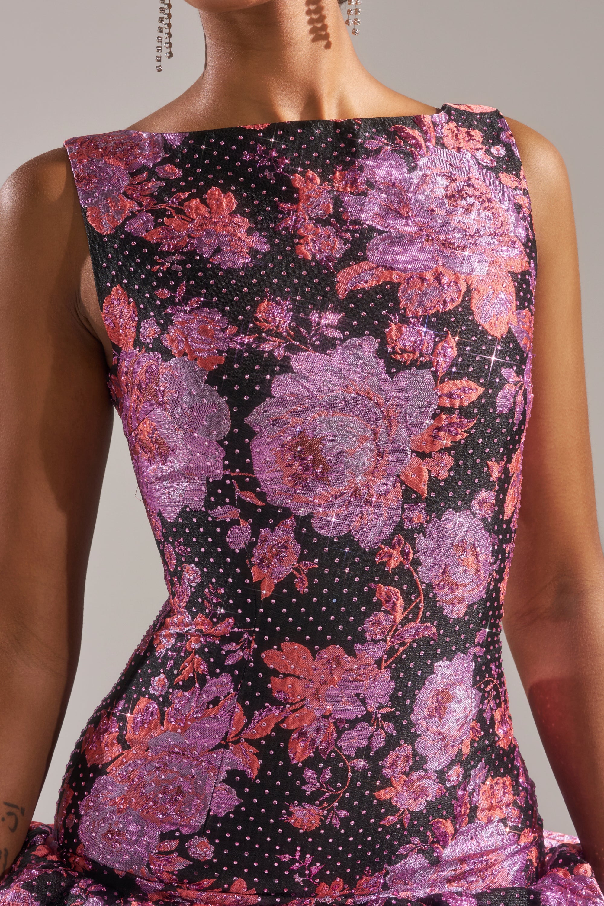 GIRLS WHO BRUNCH BROCADE MINI DRESS