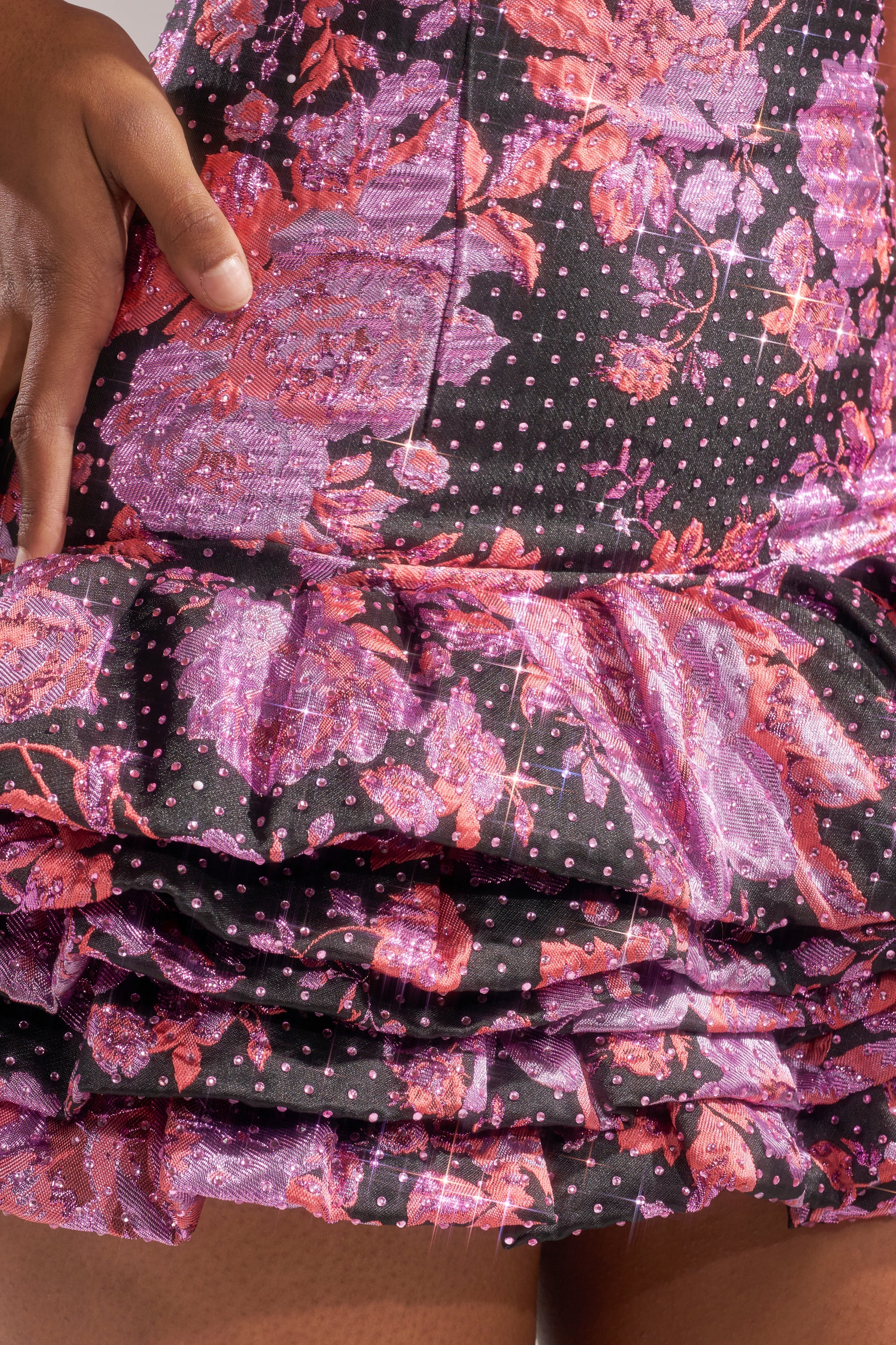 GIRLS WHO BRUNCH BROCADE MINI DRESS