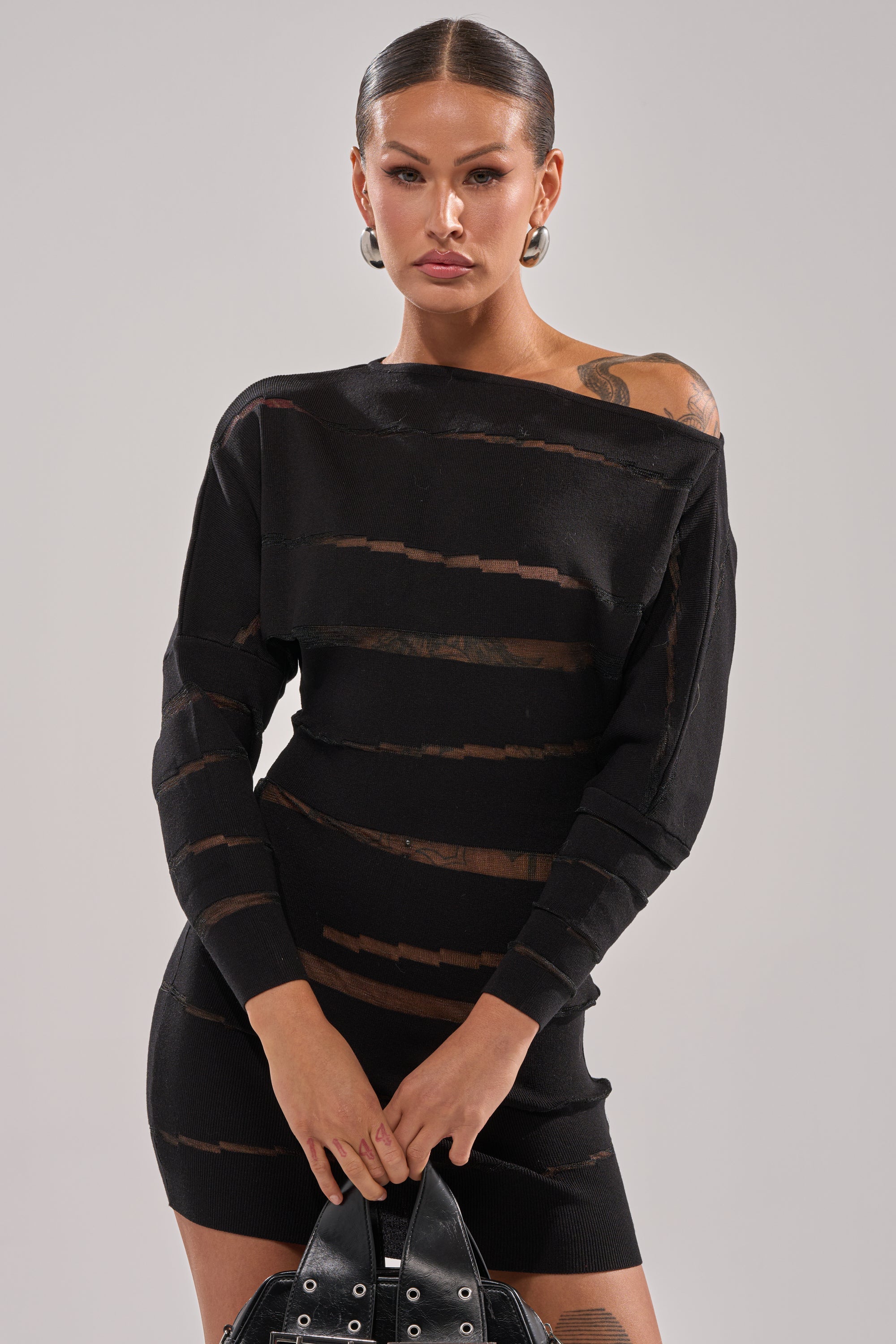 AFTER DARK STRIPED MINI DRESS