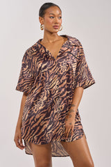 DON'T MAKE A SOUND PRINTED MINI DRESS IN TIGER