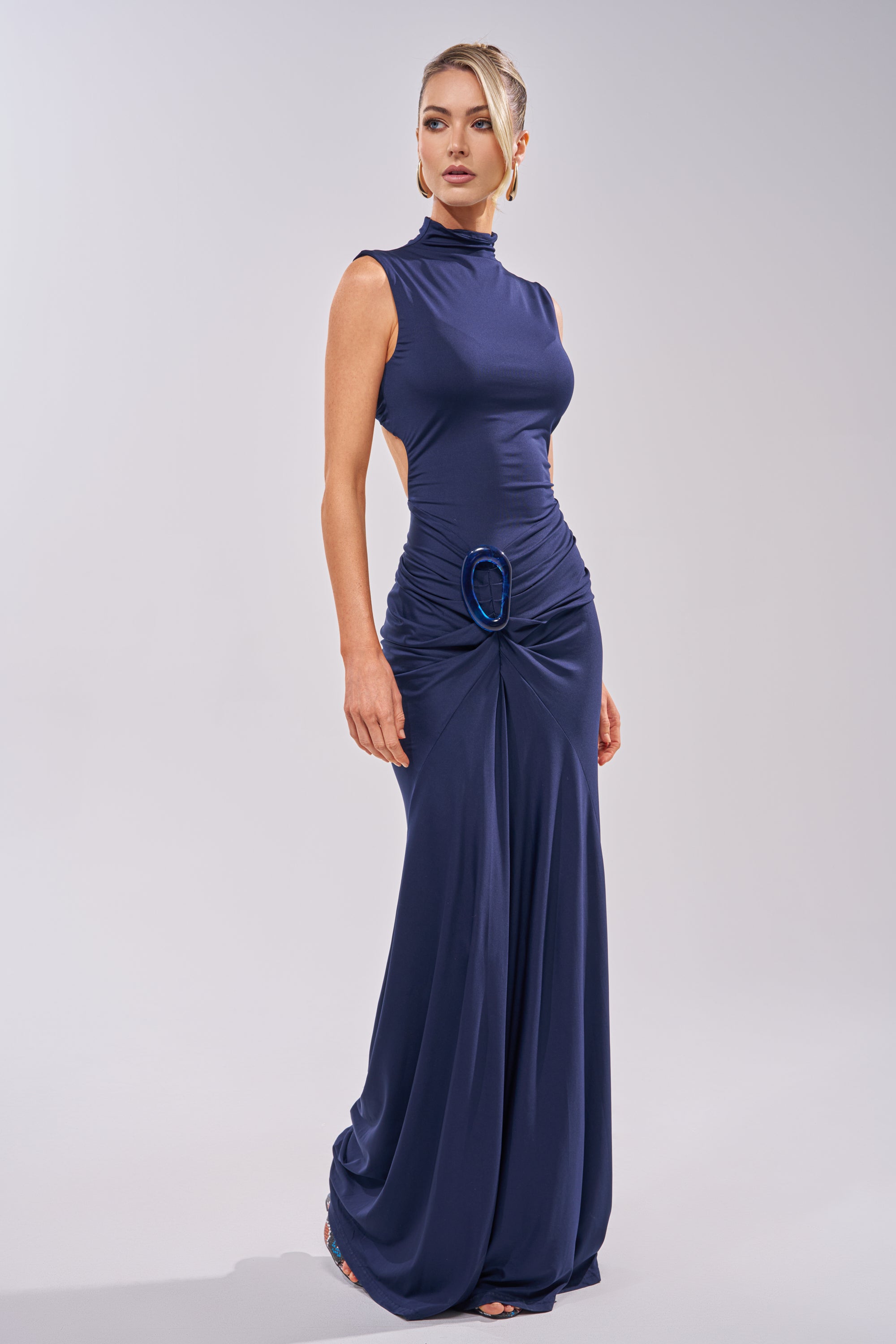 BE MY DATE BODYCON MAXI DRESS IN NAVY