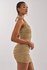 SERPENTI PLUNGE MINI DRESS IN METALLIC GOLD