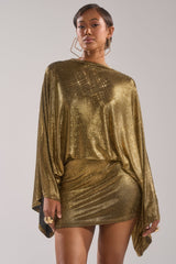 GOLDEN HOUR RHINESTONE MINI DRESS