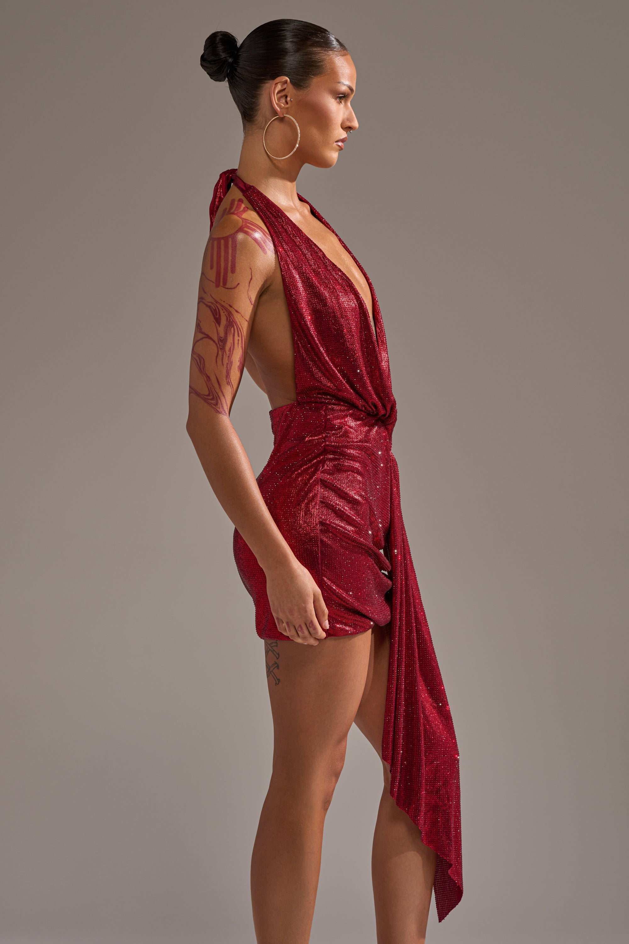 DREAM GIRL RHINESTONE DRESS IN RED