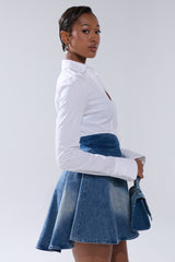 DONT NEED NOBODY DENIM MINI DRESS