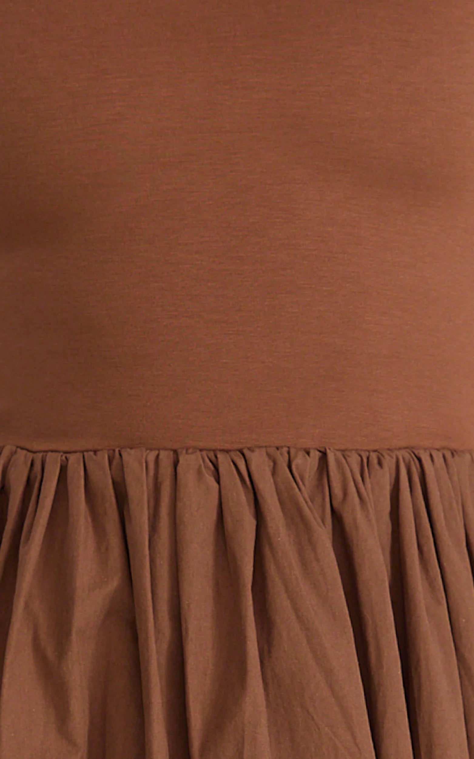 Jhamie Midi Dress - One Shoulder Contrast Skirt Dress in Chocolate