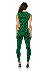 DAHLIA KNIT CHECKERED PLAYSUIT