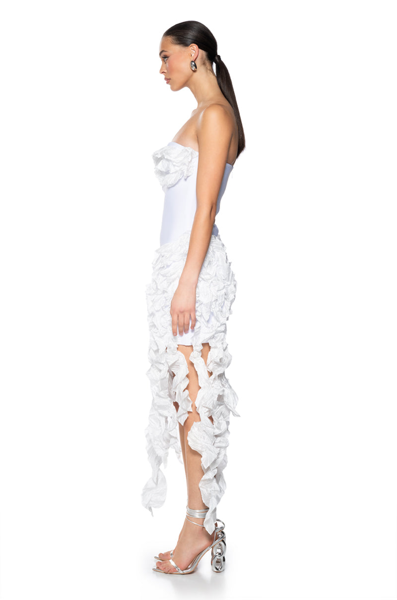 DONT STOP THE PARTY ASYMMETRICAL MIDI DRESS
